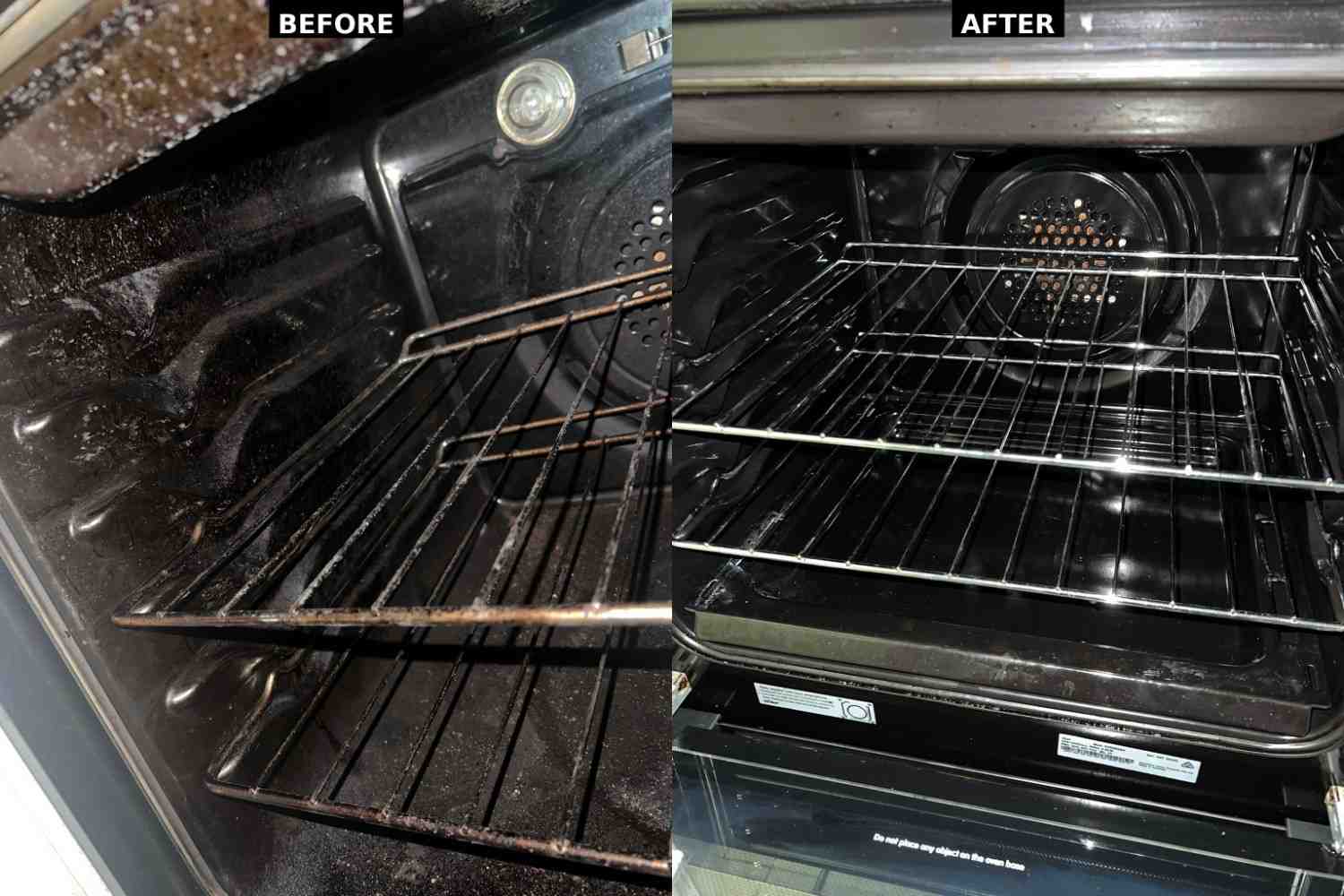Before and after oven cleaning result