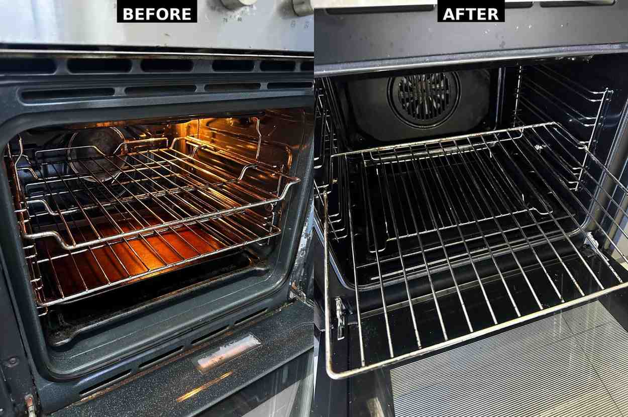 Before and after oven deep cleaning